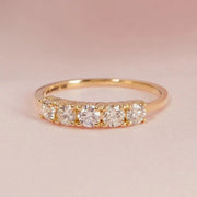 0.40CTW Round Brilliant Cut Half Eternity 5 Stone Wedding Band Mapple Gems